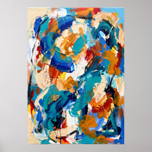 Fetter Blau Orange Abstrakt Poster