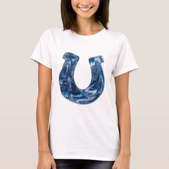 Fetter Blaue Wasser Text Design T-Shirt (Vorderseite)