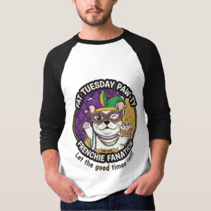 Fetter Dienstag Frenchie-Party: Mardi Gras Hunde-L T-Shirt
