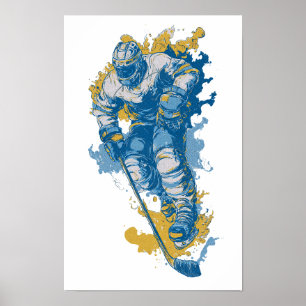 Fetter Eishockey-Maskottchen Wintersport Poster