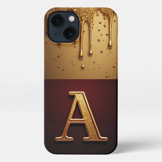 💎 Fetter Glitter-A-Monogramm mit triefender Flüss iPhone Hülle (Rückseite)