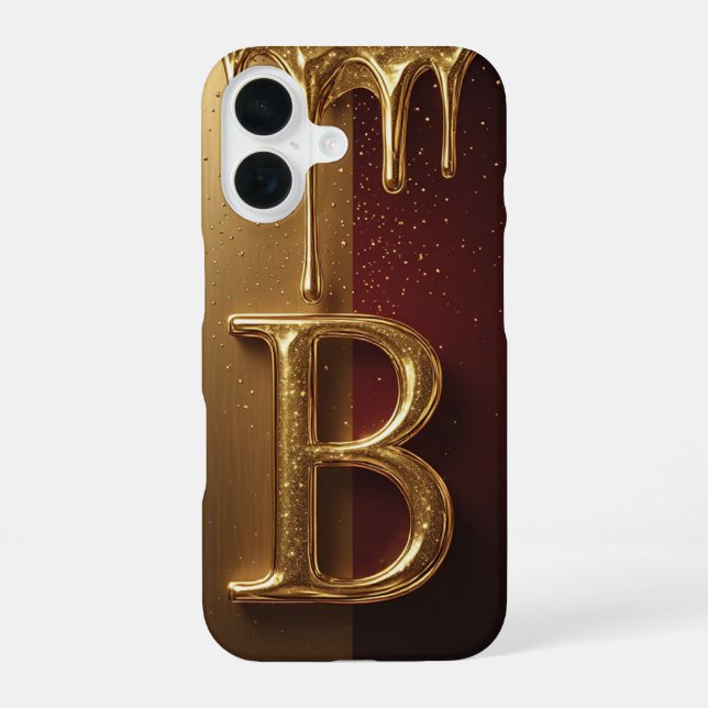 💎 Fetter Glitter B Monogramm mit triefender Flüss iPhone 16 Hülle (Rückseite)