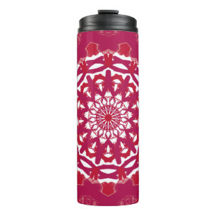Fetter Karmesin-Mandala-Druck Karmesin & Schwarz Thermosbecher