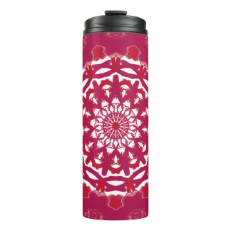 Fetter Karmesin-Mandala-Druck | Karmesin & Schwarz Thermosbecher