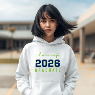 Fetter Minimalistischer Blau-Grüner Absolvent des Hoodie