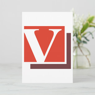 Fetter minimalistischer Buchstabe V Monogramm Einladung