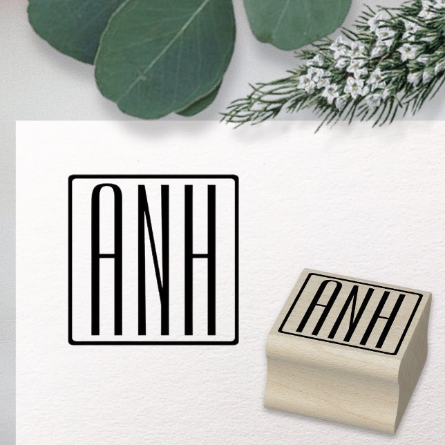 Fetter Moderner 3 Anfangsbuchstaben Monogramm Gummistempel (Von Creator hochgeladen)