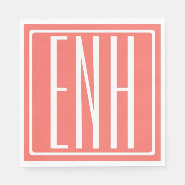 Fetter Moderner 3 Anfangsbuchstaben Monogramm | Ko Serviette (Vorderseite)