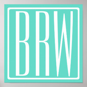 Fetter moderner 3-Initialen-Monogramm   Weiß auf A Poster