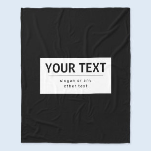 Fetter moderner editierbarer Text   Schwarz & Weiß Fleecedecke