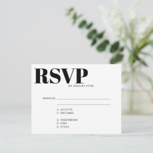 Fetter moderner einfacher schwarzer weißer QR-Code RSVP Karte
