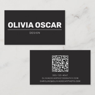Fetter Name Schwarzer QR-Code Einfaches Modernes D Visitenkarte