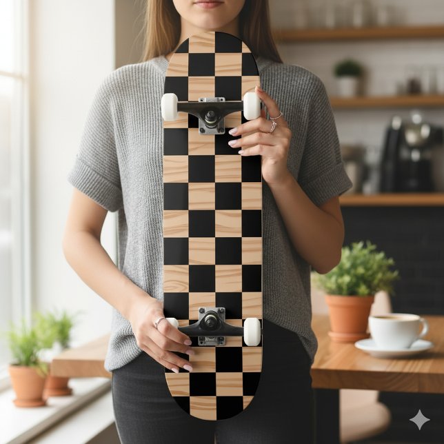 Fetter quadratischer Schachbrett-Skateboard-Deck-D Skateboard (Bold Square Checkers Skateboard Deck Pattern Design)