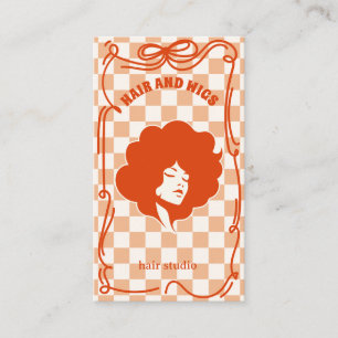 Fetter Retro-Friseur-Launischer Doodle Rosa Rot Visitenkarte
