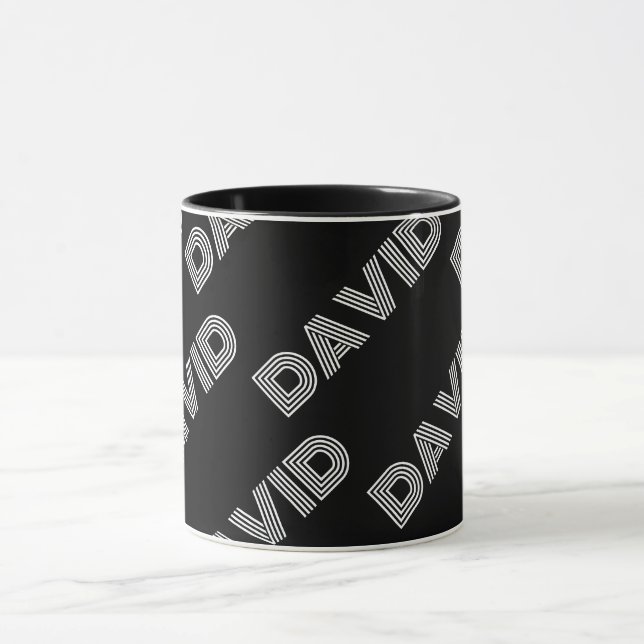 Fetter Retro-moderner Name oder Wortmuster Tasse (Zentrum)