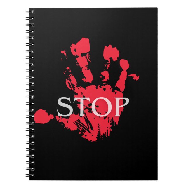Fetter roter Handabdruck "STOP" Warnsymbol – Activ Notizblock (Vorderseite)