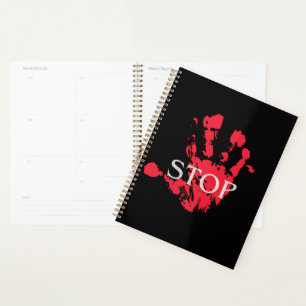 Fetter roter Handabdruck "STOP" Warnsymbol – Activ Planer