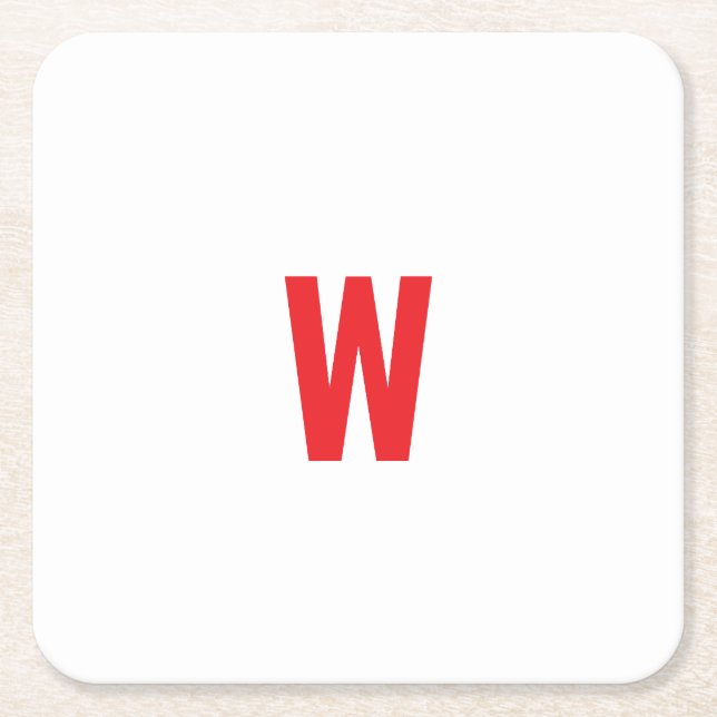 Fetter roter initialer Monogramm-Name-Design Rechteckiger Pappuntersetzer (Vorderseite)