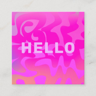 Fetter Schriftzug Groovy Hello Knallrosa Hell Quadratische Visitenkarte