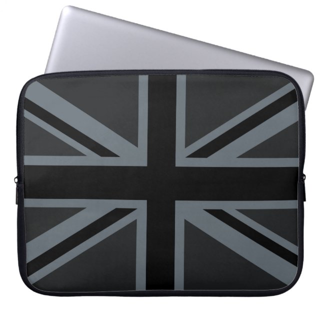 Fetter schwarzer Union Jack Laptopschutzhülle (Vorderseite)
