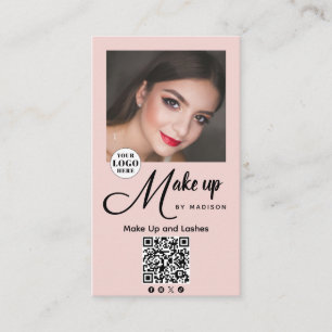 Fetter Skript Blush Rosa Foto-Make-up Visitenkarte
