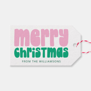 Fetter Spaß Rosa Grüne Retro Fröhliche Weihnachten Geschenkanhänger