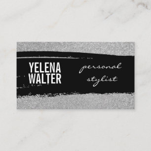 Fetter Text / Schwarzes gebürstetes Glitter / (sil Visitenkarte