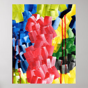 Fettes Abstrakt in Rot, Blau, Gelb und Grün Poster