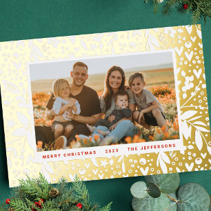 Fettes Frohe Weihnachten Gold ReD Botanischer Rahm Folien Feiertagskarte