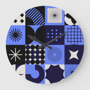 Fettes geometrisches Bauhaus-Retrofuturistisches M Große Wanduhr