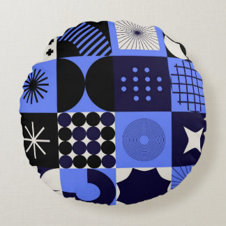 Fettes geometrisches Bauhaus-Retrofuturistisches M Rundes Kissen