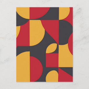 Fettes geometrisches Muster in Rot, Gelb und Grau Postkarte