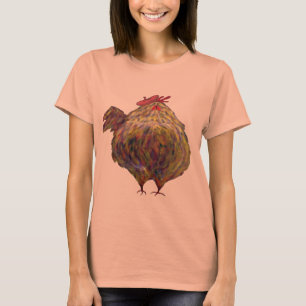 Fettes Huhn, das einen Barett-T - Shirt trägt