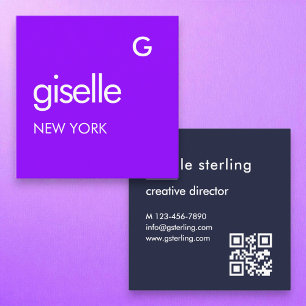 Fettes Minimales Modernes Lila Blaues QR-Code Quadratische Visitenkarte