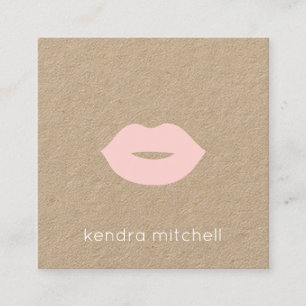 Fettes minimalistisches rosa Lippen-Logo Make-up-A Quadratische Visitenkarte