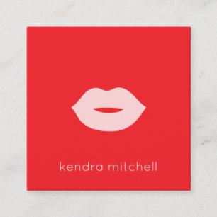 Fettes Minimalistisches Rosa Lippen Logo Makeup-Ar Quadratische Visitenkarte