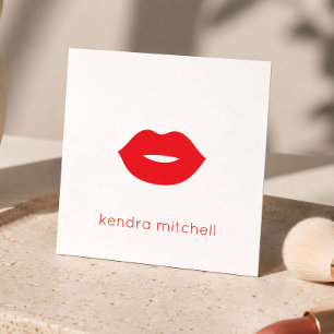 Fettes minimalistisches rotes Lippen-Logo Makeup-A Quadratische Visitenkarte