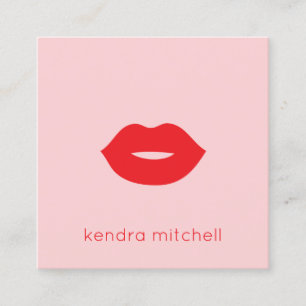 Fettes Minimalistisches Rotes Lippen Logo Makeup-A Quadratische Visitenkarte