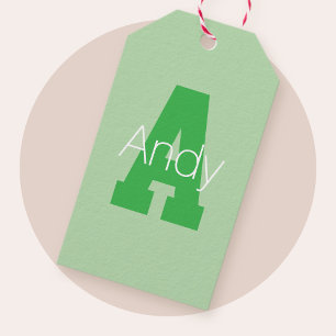 Fettes modernes Monogramm   Blass- und Kellygrün Geschenkanhänger