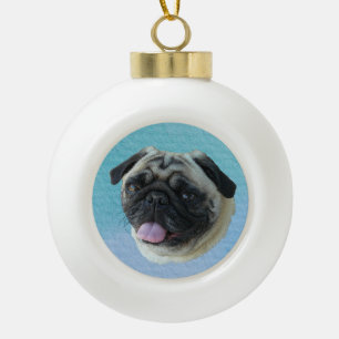 Fettes Mops-Porträt Keramik Kugel-Ornament