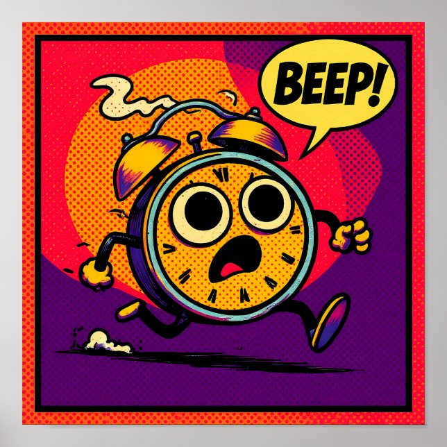 Fettes Pop-Art-Grafik: Alarmclock Ablaze mit BEEP! Poster (Vorne)