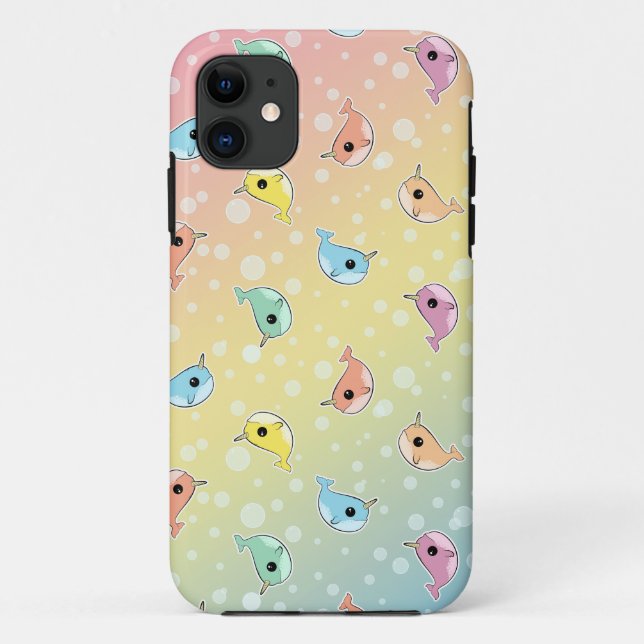 Fettes Regenbogen Narwhal Muster Case-Mate iPhone Hülle (Rückseite)