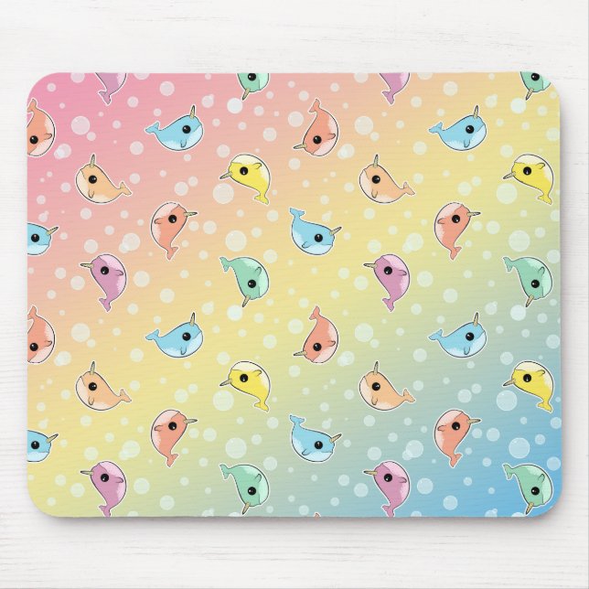 Fettes Regenbogen Narwhal Muster Mousepad (Vorne)