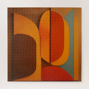 Fettes Retro-Orange Midcentury-Abstrakt  Puzzle