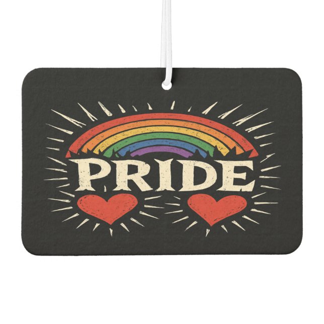 Fettes Retro-PRIDE-Regenbogen Autolufterfrischer (Vorderseite)