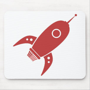 Fettes Retro-Raketenraumschiff Rot Mousepad