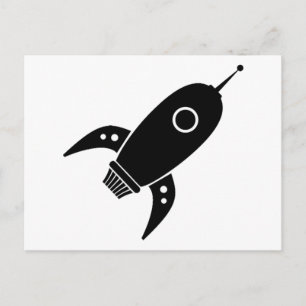 Fettes Retro-Raumschiff Schwarz Postkarte
