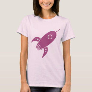 Fettes Retro Rocket-Schiffs-Rosa T-Shirt