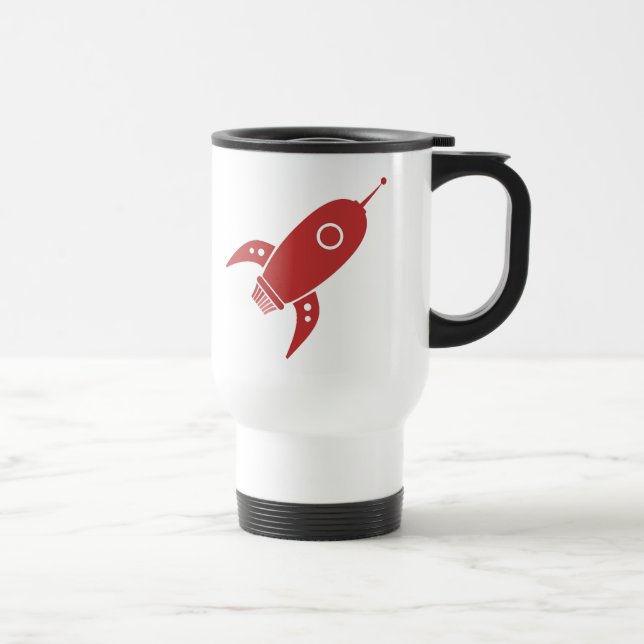 Fettes Retro Rocket-Schiffs-Rot Reisebecher (Rechts)