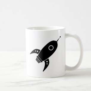 Fettes Retro Rocket-Schiffs-Schwarzes Tasse
